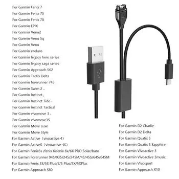 2 в 1 USB C PD зарядный кабель зарядный шнур для Garmin Fenix 7 7S 7X 6X 5S #