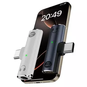 2 в 1 USB C Splitter PD 100W Наушники Splitter для Samsung Galaxy S24 23 Ultra белый