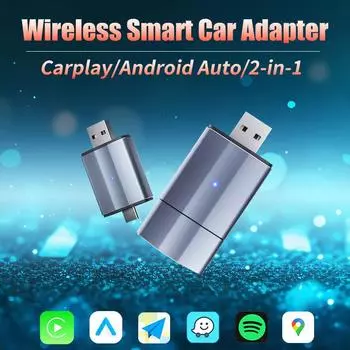 2 в 1 Wifi Carplay Box Android Auto Adapt Wireless Carplay Display Bluetooth 5.0 Type C и USB для проводного смарт-бокса OEM-обновления