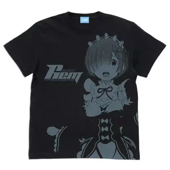 2D Коспа Ре:ZERO -Starting Life in Another World- Rem All Print Футболка ЧЕРНАЯ XL Размер Изготовлена из хлопка