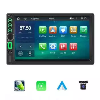 2din автомобильный радиоприемник 7-дюймовый HD-экран Mp5-плеер Bluetooth-совместимый беспроводной аудиоплеер, совместимый с Carplay