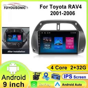 2Din автомобильный радиоприемник мультимедиа видеоплеер для Toyota RAV4 RAV 4 2001-2006 навигация GPS головное устройство Carplay Android 12 4-core 2GB+32GB