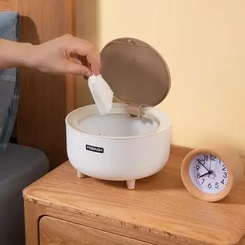 2L MINI Настольный мусорный бак Настольная корзина Настольный мусорный ящик Мусорное ведро Пресс для спальни Кухня Мусорное ведро Ящик для хранения с крышкой 2L