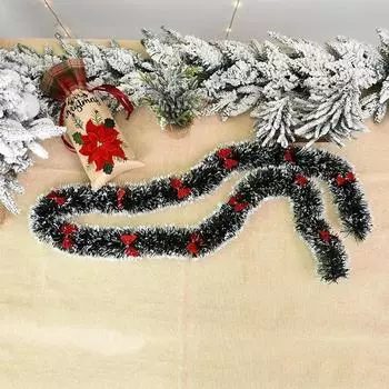 2M Christmas Green Cane Ribbons Garland, DIY Xmas Tree Ornaments, Bar Tops Ribbon Garland Christmas Ornaments Party Decoration