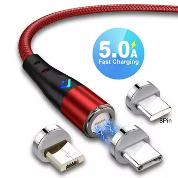 2P-ST Магнитный сверхбыстрый USB-кабель типа C, 5 А, Магнитный зарядный кабель Micro USB Charge Plug