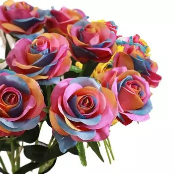 2pack/lot Simulated Roses - Colorful And Vibrant High Simulation For Wedding Setting Simulated Flower Green Plant Props jb2009