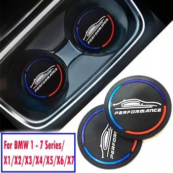2pc Car Styling Cup Mat For BMW E36 E46 E60 E39 E90 E84 F48 G30 F10 F11 E53 E70 E71 F15 F16 E87 E81 F30 F34 G30 M 65mm 2pcs