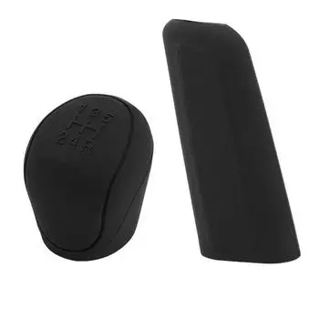 2Pc/Set Silicone Gear Shift Knob Cover Handbrake Non Slip Grip Handle Case Car Gear Shift Collars Car Interior Accessories чёрный