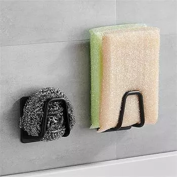 2pc Stainless Steel Sink Sponge Rack For Sponge Steel Wire Ball Draining Paste The Inner Wall Of The Sink Kitchen Supplies One Size чёрный