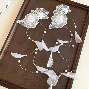 2Pc Tassel Headband Sweet Bridal Hair Accessories Multi Use female Sex Grace Lace Flower Hair Clip Wedding Jewelry