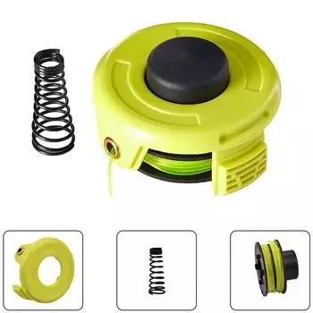 2PC Trimmer Spool Line & Cover & Spring Set String Trimmer Spool Replacement For RAC118 Grass Trimmer Plastic Nylon Spool Line
