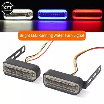 2pc Universal 12V Led Motorcycle Turn Signals Indicator Light E24 Flowing Ater Blinker Flashing Indicator
