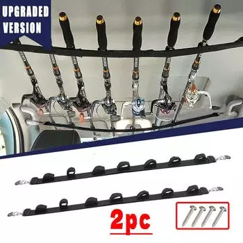2PC Vehicle Fishing 7 Rod Holder Nylon Car Fishing Rod Carrier Heavy Duty Adjustable Fishing Pole Strap for SUVs Vans чёрный