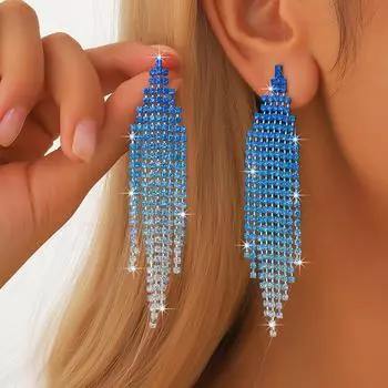 2PC женские модные серьги-цепочки с кисточками из цветных бриллиантов для путешествий, карнавала, вечеринки, праздничного наряда, подарков