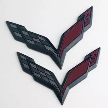 2pcs 170 * 120MM Front Decal or 155 * 107MM Rear Decal ABS Car Sticker Car Exterior Products Suitable for Corvette 155*107mm