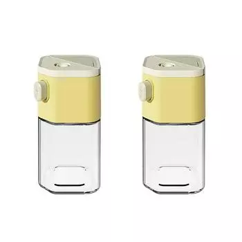 2Pcs 200ml Glass Salt Jar Press-type Salt Container Multifunctional Sugar Bowl for Home