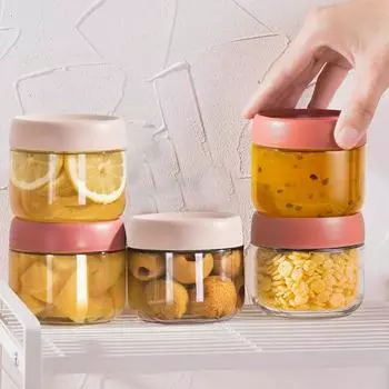 2pcs 280ml Empty Glass Cream Jar Sealable Food Jar Portable Kitchen Storage Jar Snack Storage Bottle Cosmetic Container красный