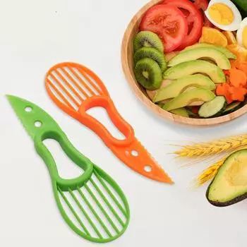 2pcs 3 in 1 Multifunctional Avocado Cutter Corer Butter Fruit Slicer Knife Peeler Pulp Separator Plastic Knife Kitchen Tools трава зеленый