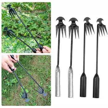 2pcs 4 Teeth Multi-Function Weeder Dual Purpose Portable Garden Weeder Tool with Ergonomic Handle for Vegetable Planting Weeding StyleA