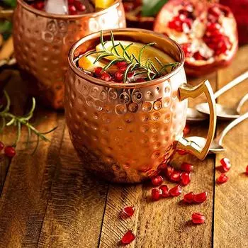 2PCS 500ML Moscow Mule Copper Mugs Metal Mug Cup Stainless Steel Hammered Copper Plated Beer Coffee Cup Bar Cocktail Wine Cups 500ML