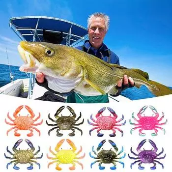 2Pcs 8CM/10G Soft Crab Lure Floating Bionic Crab Bait Colorful TPR Artificial темно-синий