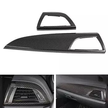 2pcs ABS Carbon Fiber Texture Dashboard Panel Passenger Side Air Condition Outlet Trim Cover For BMW 1 2 Series F20 F21 F22 F23