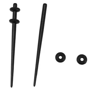 2pcs Acrylic Stretcher Ear Plug Taper Expander O Ring Stretching Kit Black