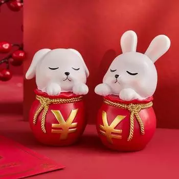 2pcs Aesthetic The Living Room Ornament Resin Rabbit Like Brocade Rabbit Puts A Pair of Office Desk Newcomer Gift Puts A Piece