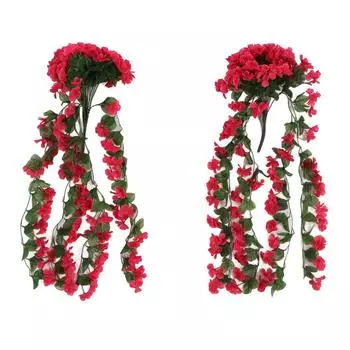 2PCS Artificial Violet Hanging Flowers Simulation Plastic Fake Plants for Decoration Garden Patio розы красного