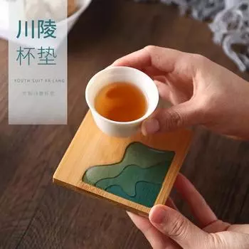 2PCS Bamboo Tea Coaster Cup Holder Potholder Kung Fu Tea Set Tea Ceremony Accessories Supplies Table Decoration & Accessories