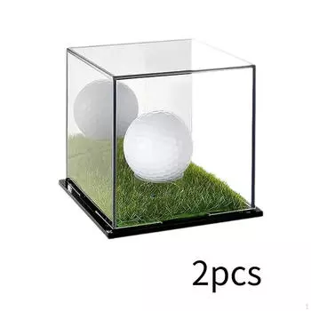 2Pcs Baseball Display Case,Display Bracket,Embedde,Clear Holder Box for