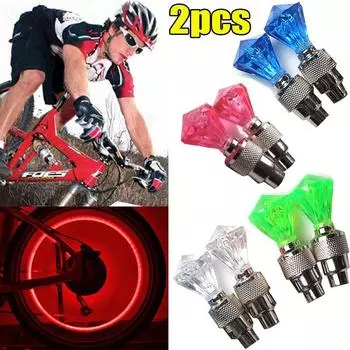 2Pcs Bicycle Valve Lights Caps MTB Road Bike Mountain Bike Wheel Decoration Accessories Tire Cycling LED Light Tyre Lantern Lamp
