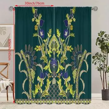 2PCS- Boho - Printed Curtain - Polyester - suitable for bedroom, living room, study (customizable) 23Wx59L(60x150CM)x2