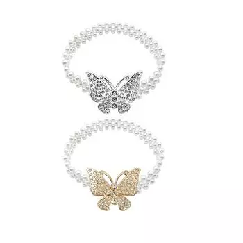 2Pcs Butterfly Practical No Punching Required Originality Elastic Force Modern Curtain Buckle Curtain Straps Pearl