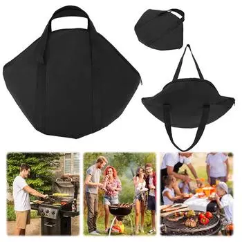 2Pcs Camping Frying Pan Bag 600D Oxford Camping Cookware Organizer Waterproof Barbecue Plate Tote Bag for Outdoor Picnic