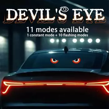 2PCS Car Eye Light Anti-Rear-Collision Lights Interactive Rearview Mirrors Lights Flexible Screen Multi-Function Warning