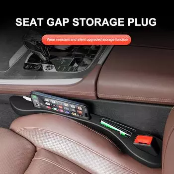 2PCS Car Seat Gap Storage Filler Strip Auto Leak Proof Plug with 3 Grooves Waterproof Seat Gap Storage Auto Interior Accessories