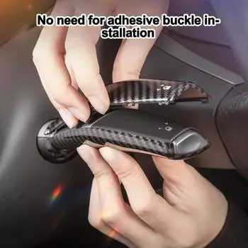 2PCS Carbon Fiber Shift Steering Wheel Whift Protection Cover For Tesla Model 3 Y Car Column Shift Knob Cover Decor For Tesla матовый черный
