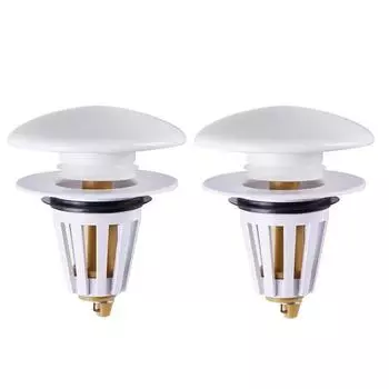 2Pcs Ceramic Pop-up Sink Drain No Overflow Bathroom Sink Stopper Wash Basin Drain Filter Bathtub 2Pcs