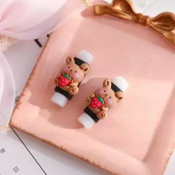 2pcs Charger Cable Winder Protector White Bear Cartoon Saver Data Line Protective Case Earphone Cord Sleeve Cover Wire Organizer AVE
