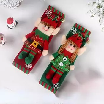 2pcs Christmas Elf Refrigerator Handle Protective Cover Christmas Decorations Festive Atmosphere Decorative Door Handle Gloves