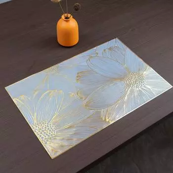 2PCS Colorful Flower Placemat Heat Resistant Waterproof Floral Coaster Non-Slip Washable Dining Mat Wedding 45x30cm