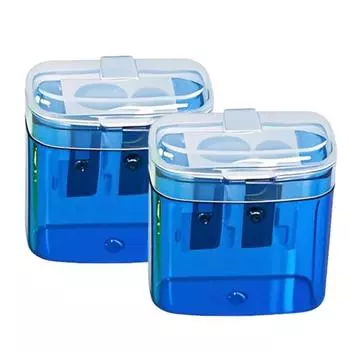 2Pcs Dual-Hole Pencil Sharpener with Lid Colored Manual Pencil Sharpener Cute Portable Students Pencil Sharpener for School Office 2pcs