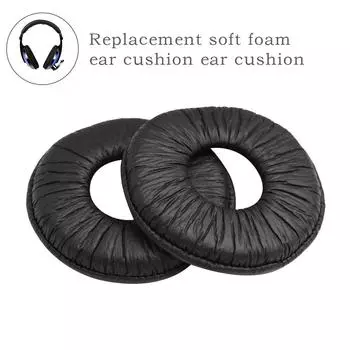 2pcs Ear Pillow Black/White Soft Sponge for MDR-ZX100 ZX300 (Black)