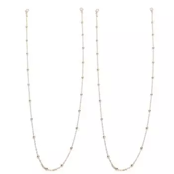 2pcs Fashionable Bead Face Cover Chain Alloy Exquisite Eyeglasses Lanyard Jewelry Gift