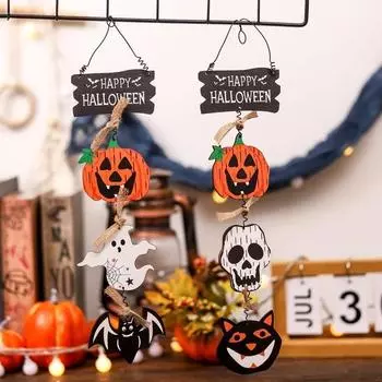 2 шт. Хэллоуинская дверная подвесная табличка Happy Halloween деревянные таблички деревенская дверная вешалка знак для домашней комнаты украшение для улицы Type B-1PCS