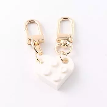 2Pcs Love Heart Brick Keychain For Couples Friendship Women Men Jewelry Gift
