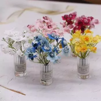 2Pcs Mini Simulation Potted Plants Model Crafts Potted Plant Ornaments Dollhouse Accessories синий
