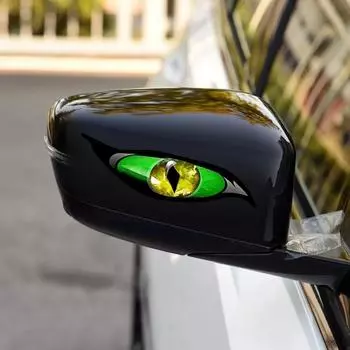 2PCS Motorcycle 3D Stereo Reflective Cat Eyes Sticker Creative Rearview Mirror Decal For Motorbike Car Auto Decoration Stickers зелёный