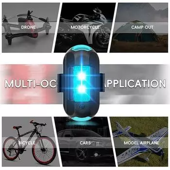 2Pcs Motorcycle Drone Strobe Light Wireless Control USB LED Anti-Collision Bike Aircraft Night Flying Mini Warning Signal Light